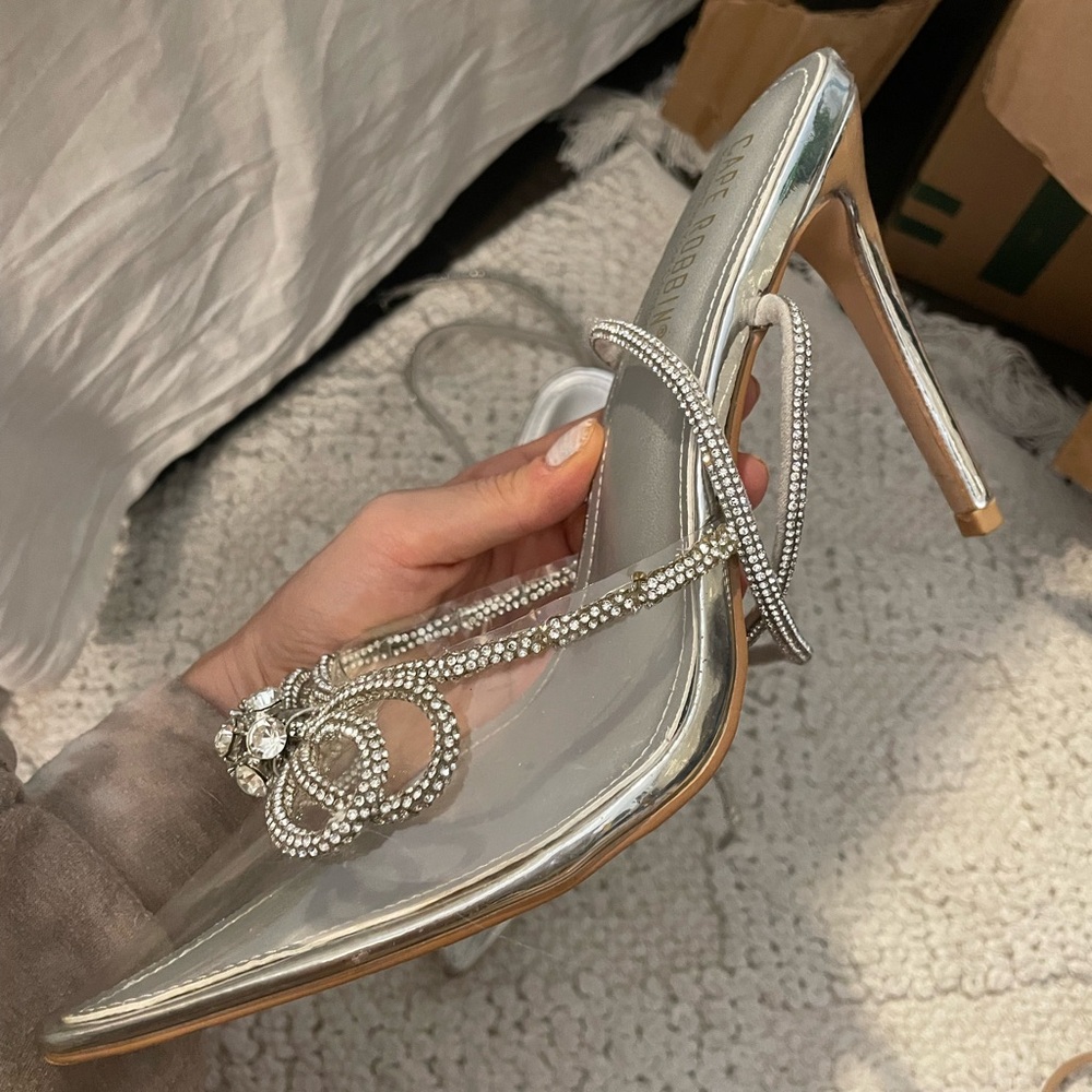 Cape Robbin‎ Silver Crystal Embellished Bow Heels - Picture 11 of 14